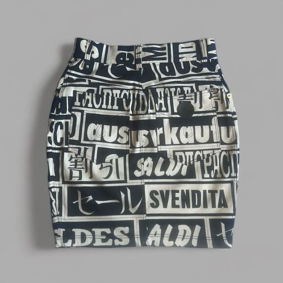 Moschino Jeans Black/Off White Skirt | Size 2 - Picture 2 of 7